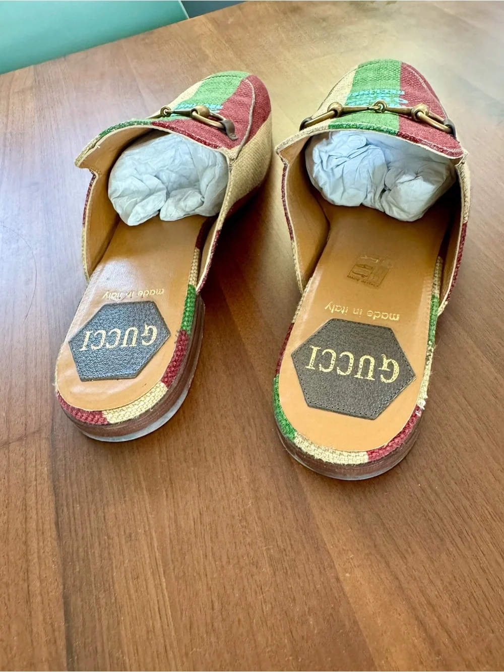 Gucci Princetown Gucci Music Horsebit Mule Loafers Blue Canvas Leather Backless